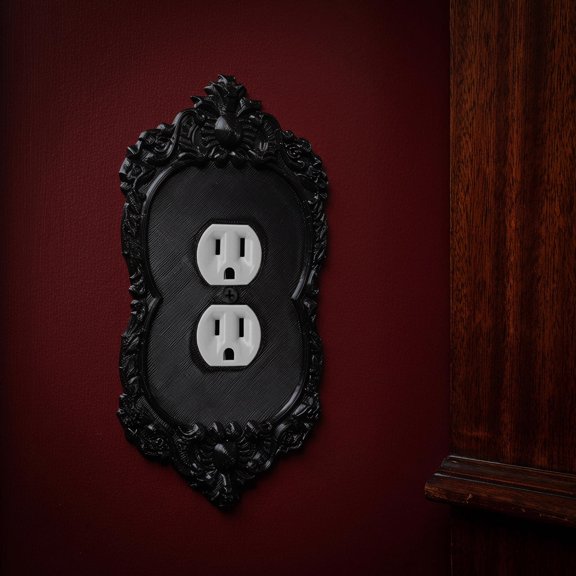 FOMIYES Double Socket Blanking Plate Black Matte Plastic Dustproof Decorative Wall Plate Cover