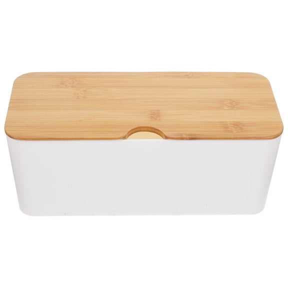 FOMIYES Large Cable Management Box with Lid, Detachable Desk Organizer for Wires and Chargers, 5x4.5x3.5 Inches