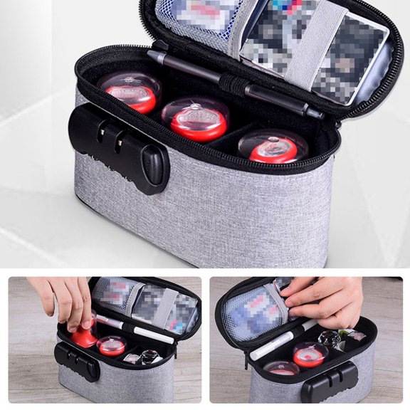 FOMIYES Durable Grey Stamper Storage Pouch Waterproof Storage Box for Bank Cards and USB Flash Disk