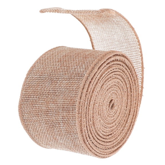 FOMIYES Wired Burlap Ribbon Natural Jute Fiber for Elegant Present Wrapping Light Brown