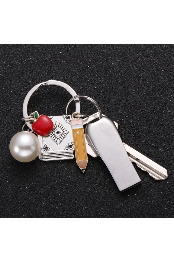 Back to School Teacher Keychains Pencil Key Holder Book Pendant Multi-Alloy Key 1 Piece