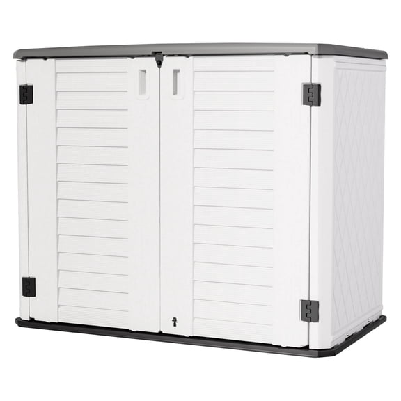 FOMIYES Eco‑Friendly Resin Lockable Storage Cabinet, Waterproof Weather Resistant Utility Storage Box with Doors, Indoor Outdoor Organizer for Patio Garden Balcony Garage Entryway, White