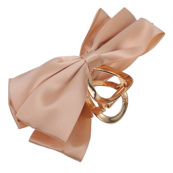 FOMIYES Elegant Khaki Satin Bow Claw Clips Durable Metal Hair Clips for Ponytail and Updo