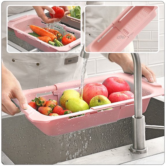 FOMIYES Adjustable Kitchen Sink Strainer Basket for Drying Vegetables, Fruits, and Dishes