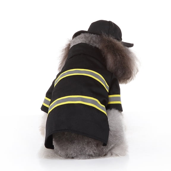 FOMIYES Firefighter Uniform Shape PET Dog Costume Performance Outfit Size L Black