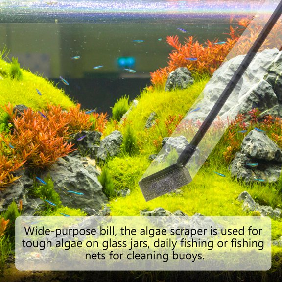 FOMIYES Fish Tank Brush Set, Black, ABS Material, Removable, Algae Scraper, Safe and Effective