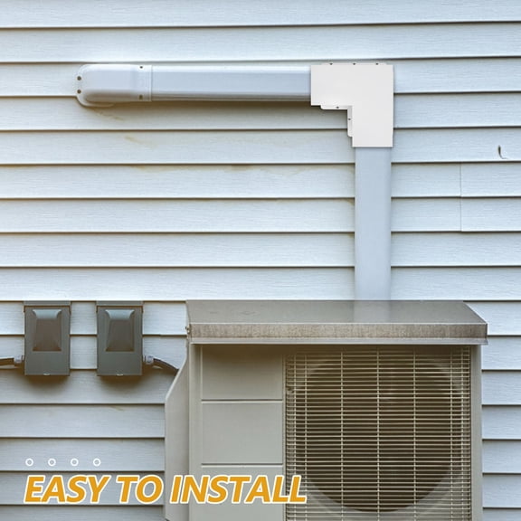FOMIYES Metal Line Set Cover, White Steel, Heat Pump Line Bend, Easy Install, for Home