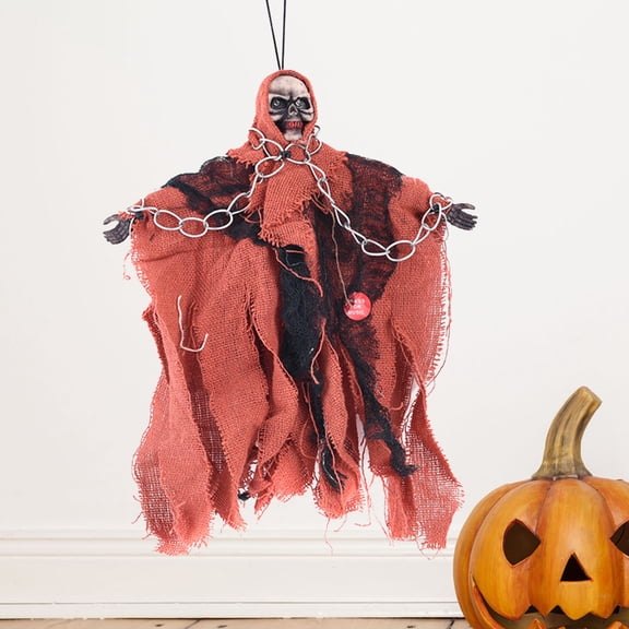 FOMIYES Haunted Ghost Orange Skeleton with Veil for Scary Party and Yard Decor