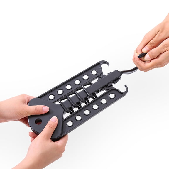 FOMIYES Space Saving Foldable Plastic Clothes Hanger Rack Double Stack Organizer in Black