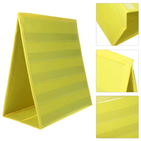 FOMIYES Foldable Yellow Pocket Chart Stand with Transparent Window for Classroom and Office Use