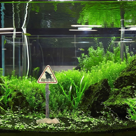 FOMIYES Funny Resin Shark Warning Sign for Aquarium Decor with Red Triangle Outline
