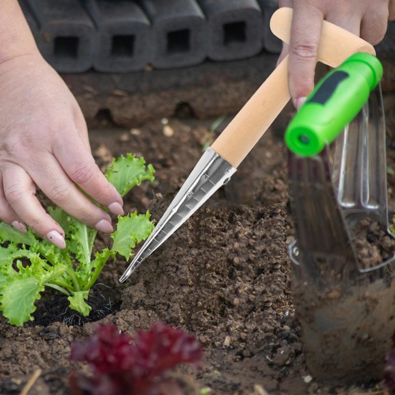 FOMIYES Ergonomic Hand Held Dibber Garden Tool for Soil Digging and Plant Transferring