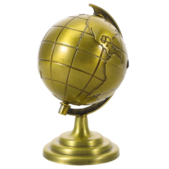FOMIYES Golden Retro Metal Rotating Globe Decorative Earth Globe for Living Room Desk Accent