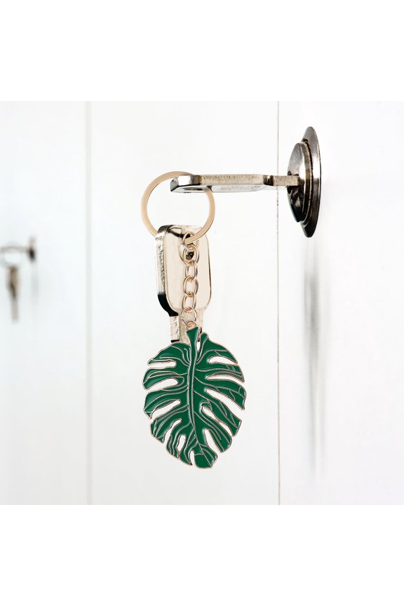 Green Leaf Key Chain Decoration Lightweight Metal Key Holder for Backpack Handbag Use
