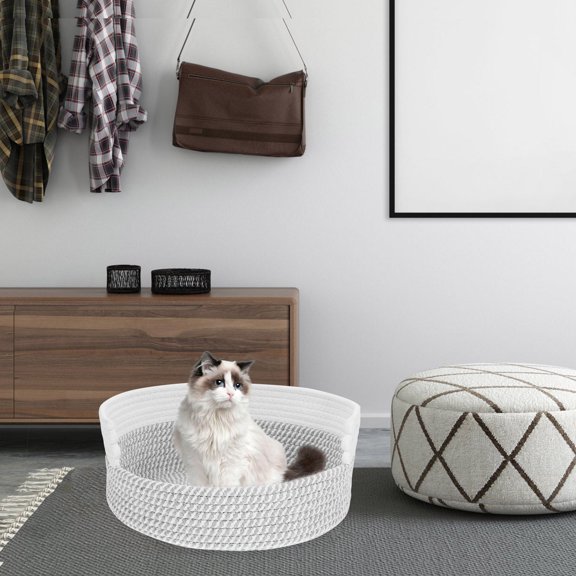 FOMIYES Grey Cotton Rope Woven Cat Bed Indoor Comfortable Nest Durable and Stylish Year Round Use