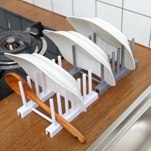 FOMIYES Grey Plastic Dish Rack for Plates Storage Kitchen Storage Organizer Holder