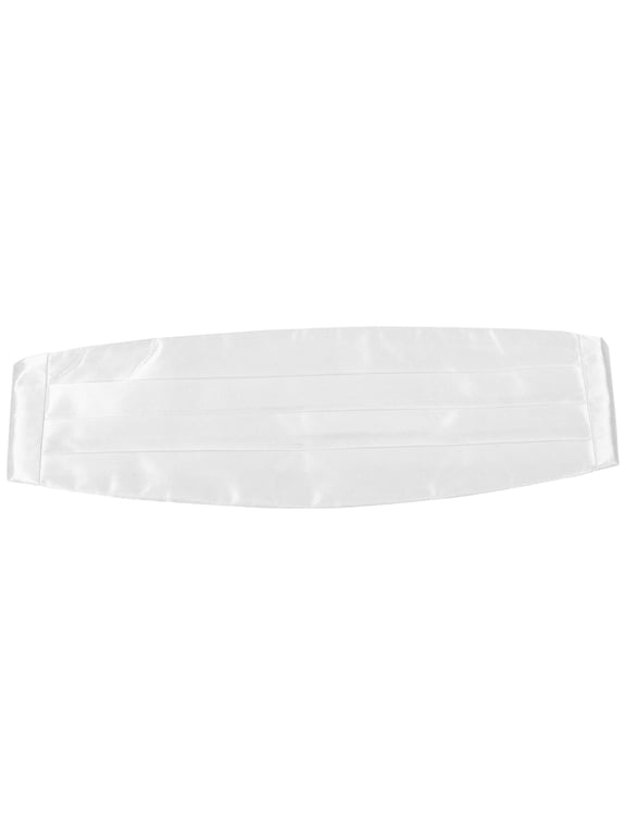 Groomsmen Cummerbund in White Soft Fabric Adjustable Waistband for Elegant Appearance