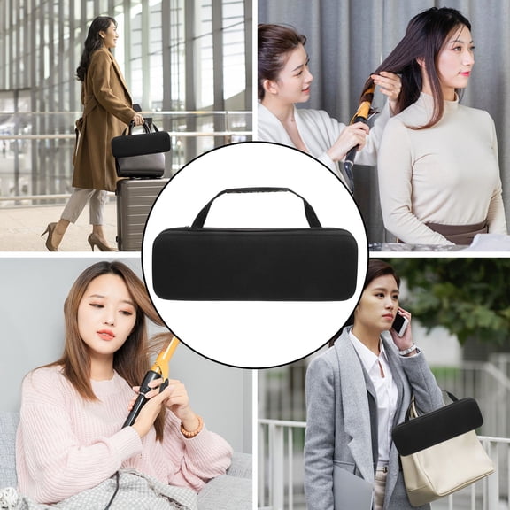 FOMIYES Hair Curler Bag Travel Case Black Hard Shockproof Storage with Zipper and Carrying Handle