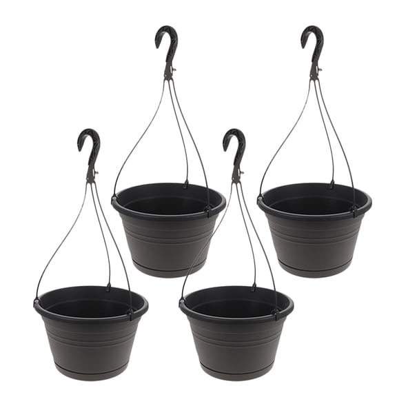 FOMIYES Hanging Flower Pot with Hook and Hole Sturdy PP Material Black Color for Use 4 Pieces