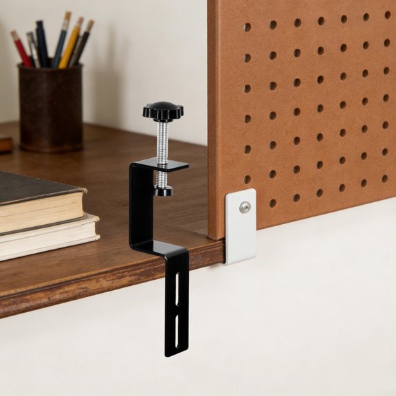 FOMIYES Heavy Duty Black Pegboard Table Clamp with Strong Grip for Home Improvement and Workshop Use