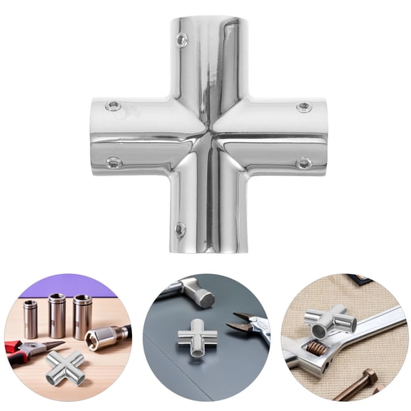 FOMIYES Heavy Duty Marine Stainless Steel Handrail Four Way Connector for Boat Deck Railings