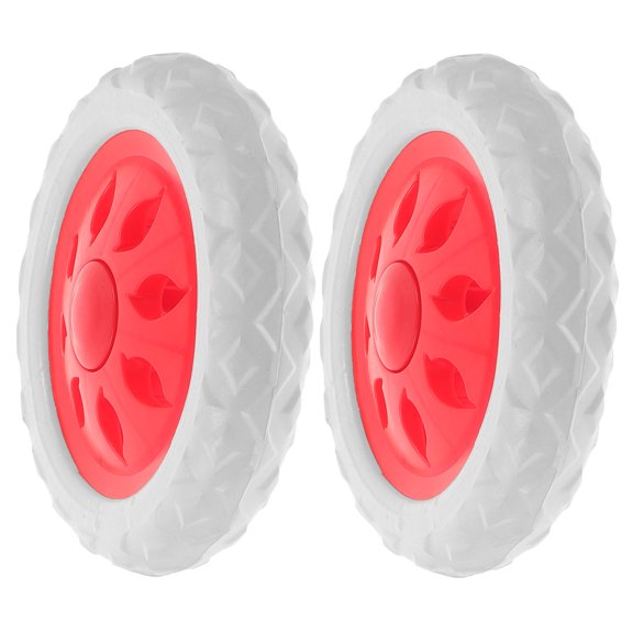 FOMIYES Heavy Duty Red Shopping Cart Wheels Replacement EVA Rubber Caster for Daily Use Trolley 2 Pack