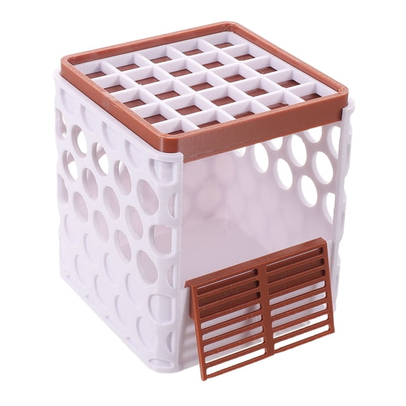 FOMIYES Hermit Crab Habitat Soaking Pool Brown with Antislip Ramp and Ventilated Escapeproof Cover