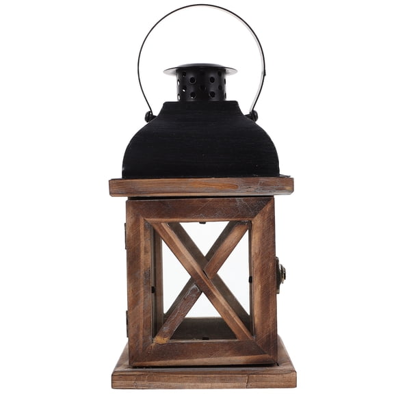 FOMIYES Iron and Wood Candle Lantern Stand Decorative Vintage Style for Home and Wedding Decor