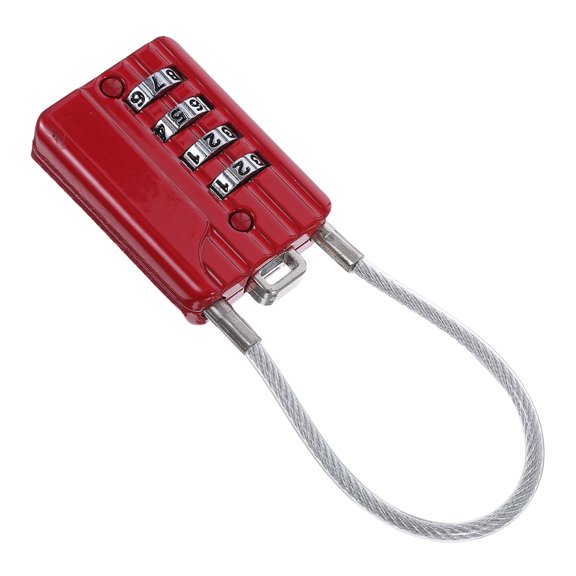 FOMIYES LOLIPPYY Red Steel Cable Combination Lock Resettable Padlock for Locker Toolbox and Travel Security