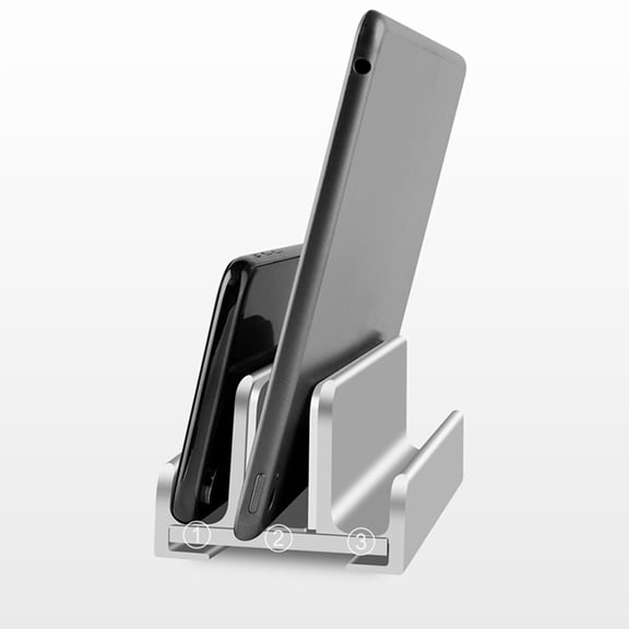 FOMIYES Professional Aluminum Vertical Laptop Stand Holder Desktop with Adjustable Base and 3 Slots