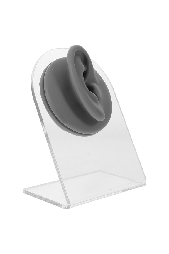Light Grey Silicone Ear Model for Jewelry Display and Piercing Practice with Stable Construction