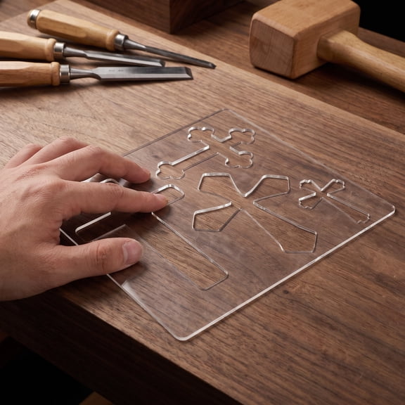FOMIYES Lightweight Acrylic Cross Router Template for Wood with Accurate Carving Stencil