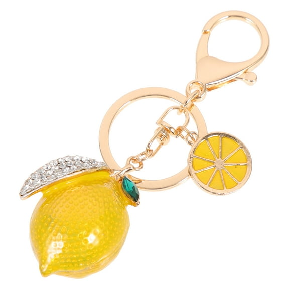 FOMIYES Stylish Yellow Lemon Fruit Keychain with Rhinestone Decoration for Bag and Keys