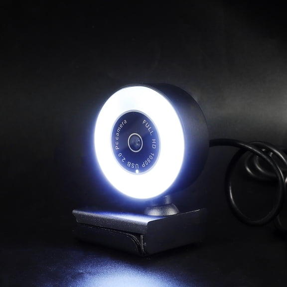 FOMIYES Live Streaming Webcam with Fixed Focus and Noise Reduction Microphone Black