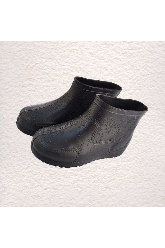 1Pair Black Alkali Resistant Boots with Wear Resistant Sole for Secure Rainy Day Walking