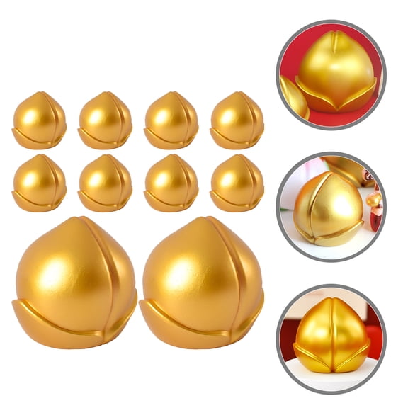 FOMIYES Luxshiny 10Pcs Golden Peach Cake Decoration for Birthday Party Dessert Topper and Cupcake Ornament