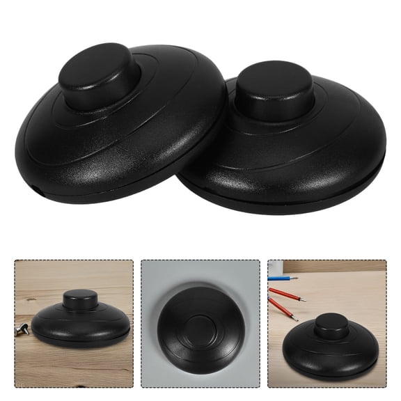 FOMIYES 2Pcs Inline Floor Lamp Push Button Switch Black Durable Plastic Foot Pedal Control