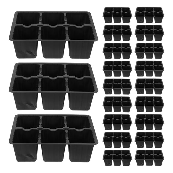 FOMIYES Luxshiny 30Pcs Black Plastic Plant Starter Trays with Drainage for Seed Germination