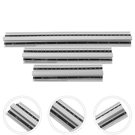 FOMIYES MLINS 3Pcs Aluminum Math Rulers with Handles Measuring Tool Geometry Tools Multi use Measuring Rulers