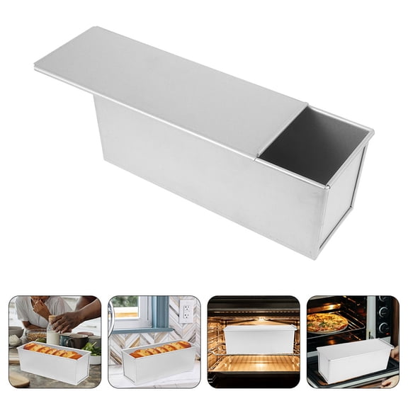 FOMIYES Metal Bread Pan with Slide Cover Nonstick Loaf Pan for Baking Toast and Sandwich Bread