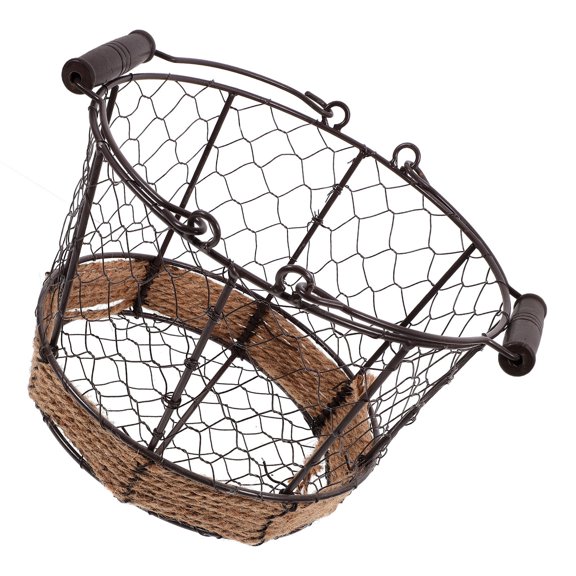 FOMIYES Metal Storage Basket Black With Rustic Design For Homeowners 1Pcs
