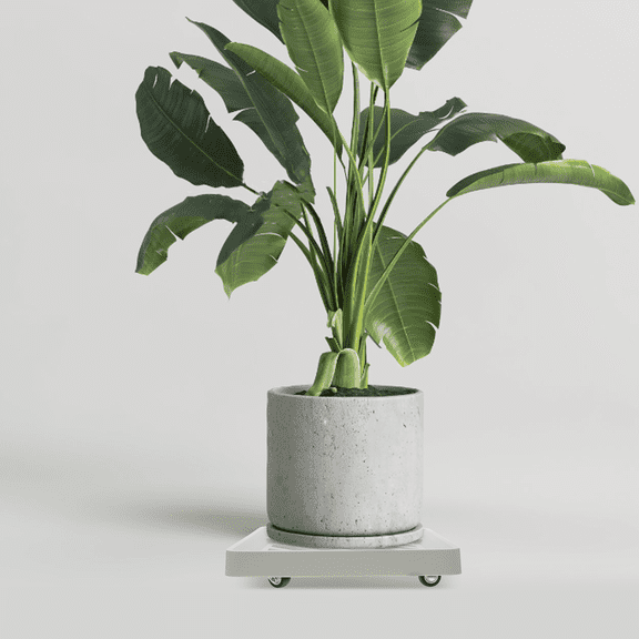 FOMIYES Beige Square Mobile Flowerpot Base with Wheels 21.5cm Plant Stand 1pc