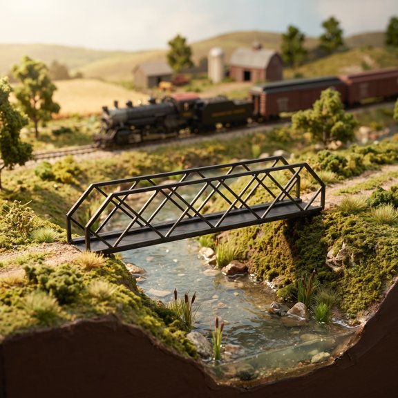 FOMIYES Model Truss Bridge Grey Plastic for Tabletop Layouts and Architectural Display Scenery