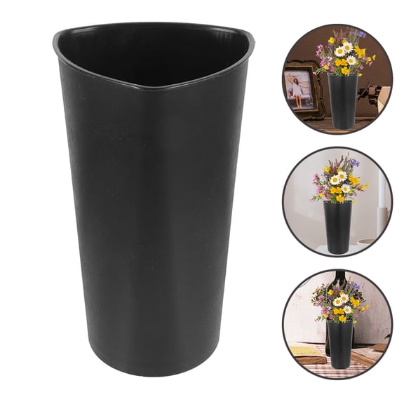 FOMIYES Black Plastic Large Triangle Flower Bucket Lightweight Plant Container