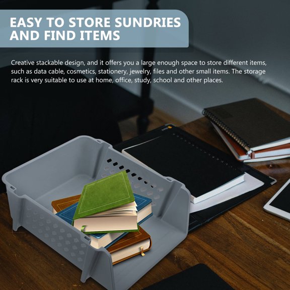 FOMIYES Multi-Functional Desktop Organizer Grey Plastic Rack for Stationery and Cosmetics