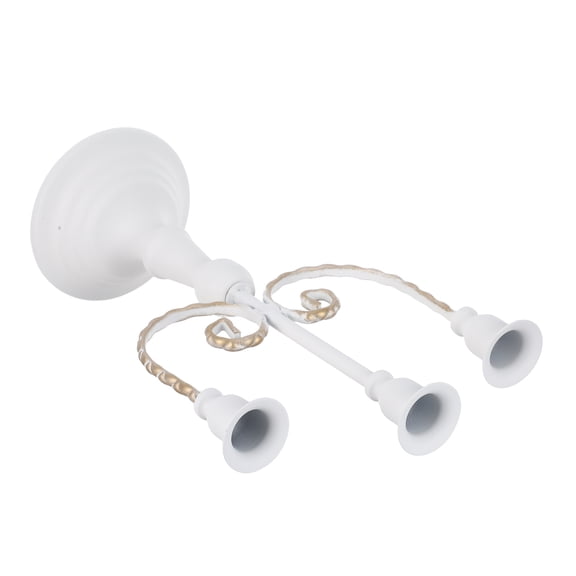 FOMIYES Multi Head Design Candlestick Iron White 3 Arms For Photo Prop 1 Set