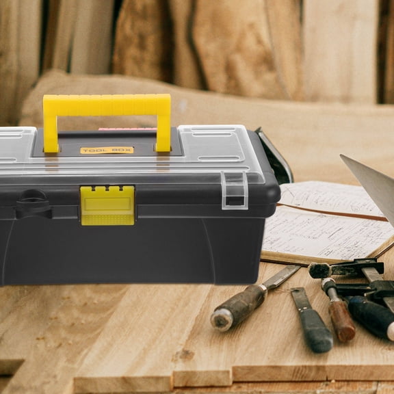FOMIYES Portable Mechanics Tool Box with Large Capacity and Secure Buckle in Black