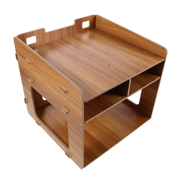 FOMIYES Multilayer Wooden Printer Rack for Desk with Storage Shelf and Easy Assembly