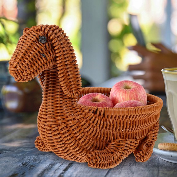 FOMIYES Multipurpose Brown Woven Basket with Simulation Rattan and Dog Shape Design