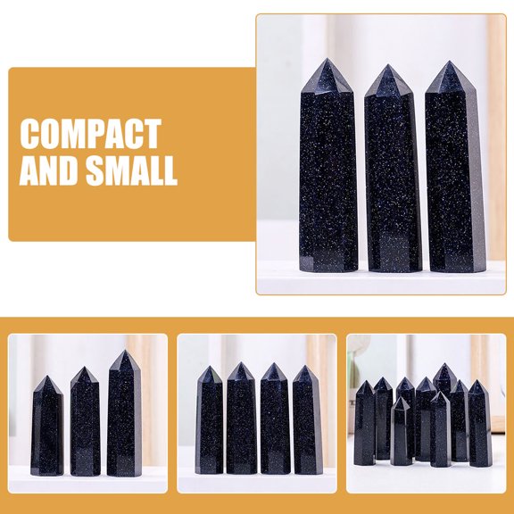 FOMIYES Natural Black Crystal Stone Ornament Hexagonal Column for Meditation